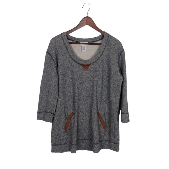 Soft Surroundings Gray Sweater Tunic Kangaroo Pockets Women's Size Medium - Picture 1 of 4
